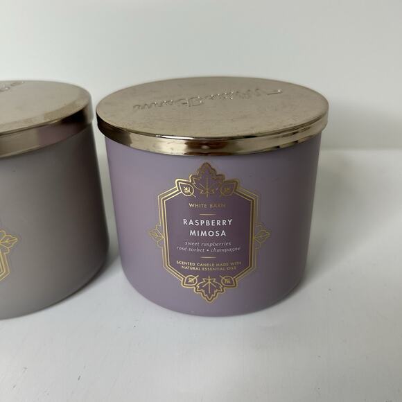 Bath & Body Works Marshmallow Fireside & Raspberry Mimosa 3-Wick Candle 14.5 Oz - Picture 3 of 6